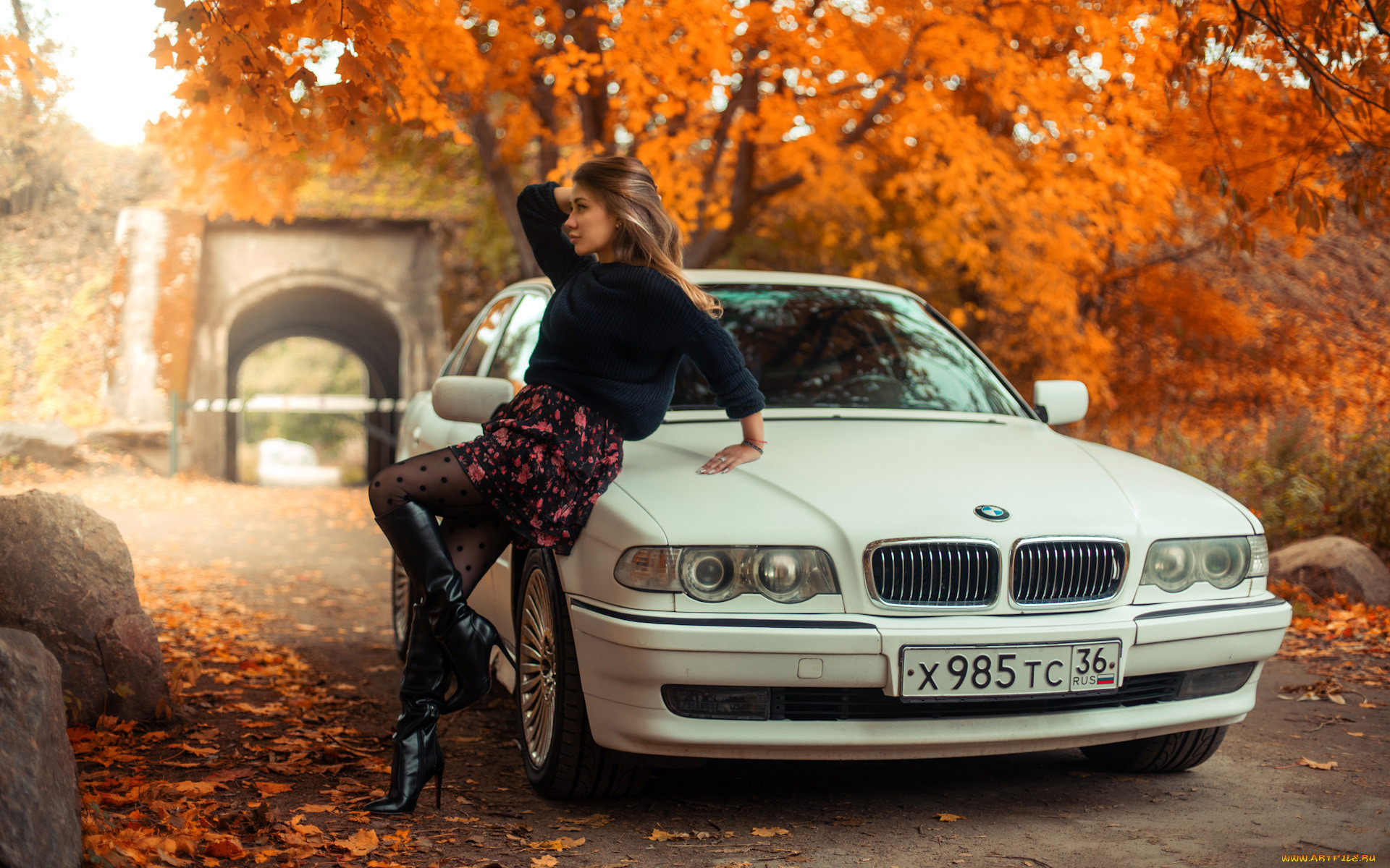 Белые BMW И девушка